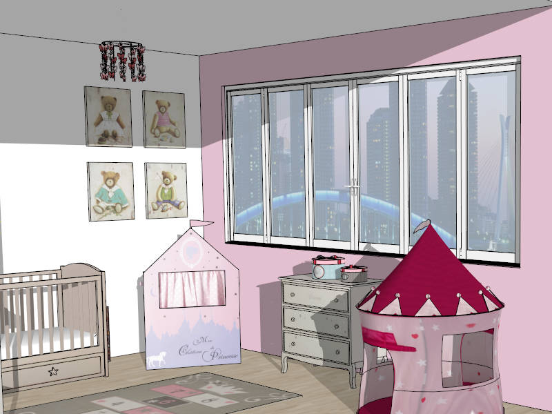 Baby Girl Nursery Idea sketchup model preview - SketchupBox