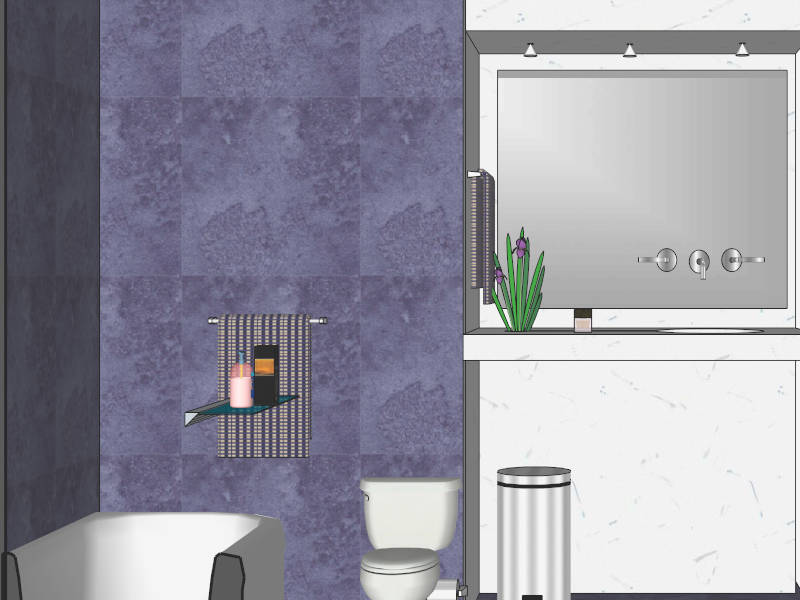 Small Bathroom with Bathtub Design sketchup model preview - SketchupBox