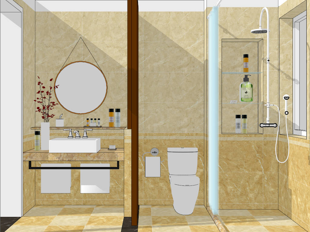 Rectangle Bathroom Design sketchup model preview - SketchupBox