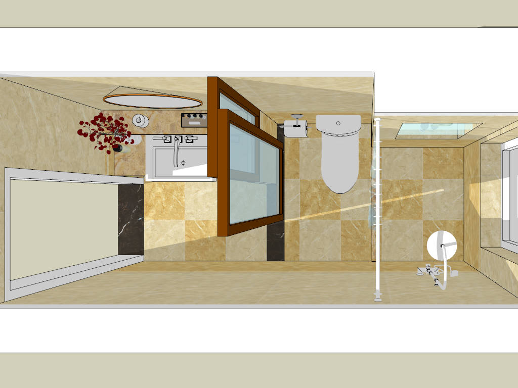 Rectangle Bathroom Design sketchup model preview - SketchupBox