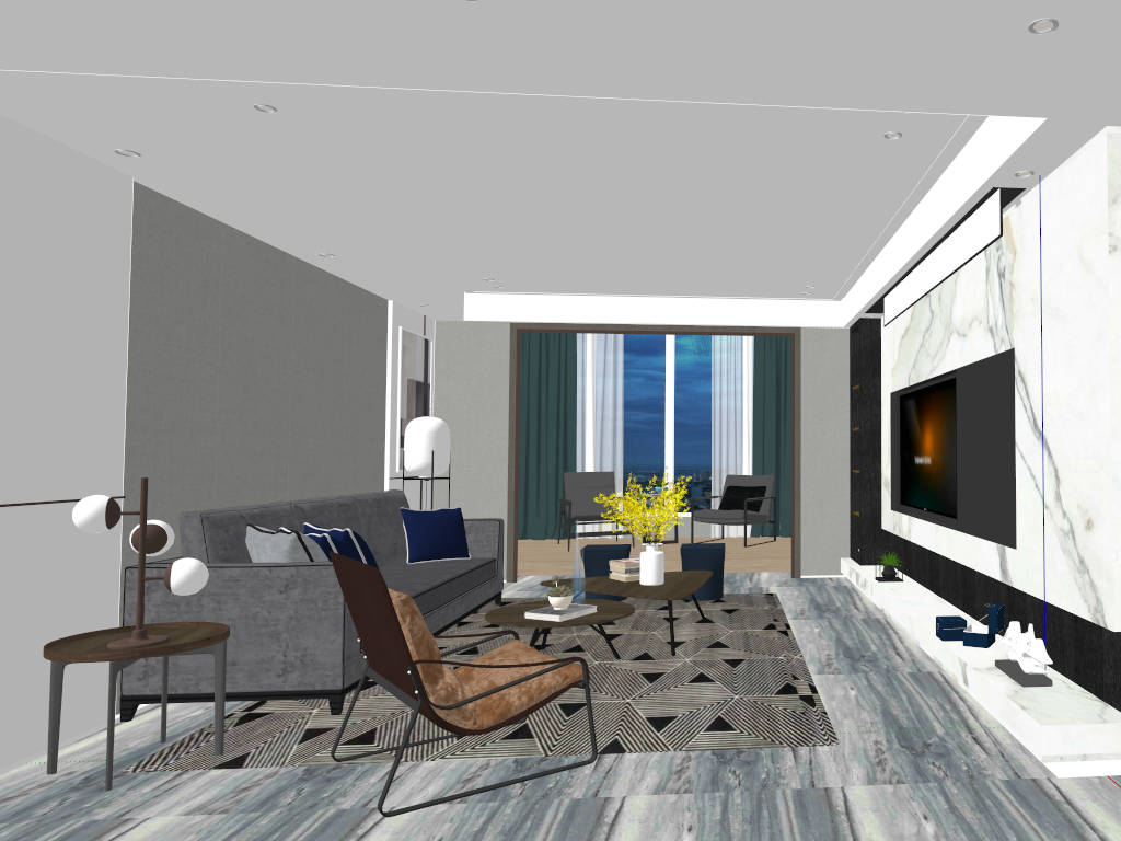 Contemporary Living Room Design sketchup model preview - SketchupBox