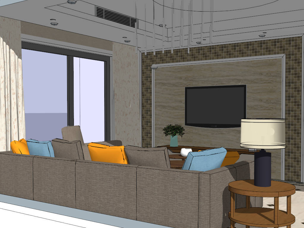 Small Condo Living Room Idea sketchup model preview - SketchupBox