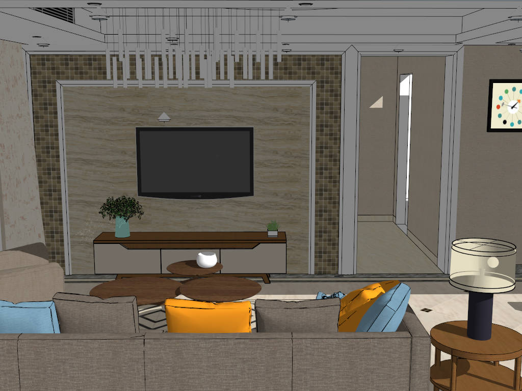 Small Condo Living Room Idea sketchup model preview - SketchupBox