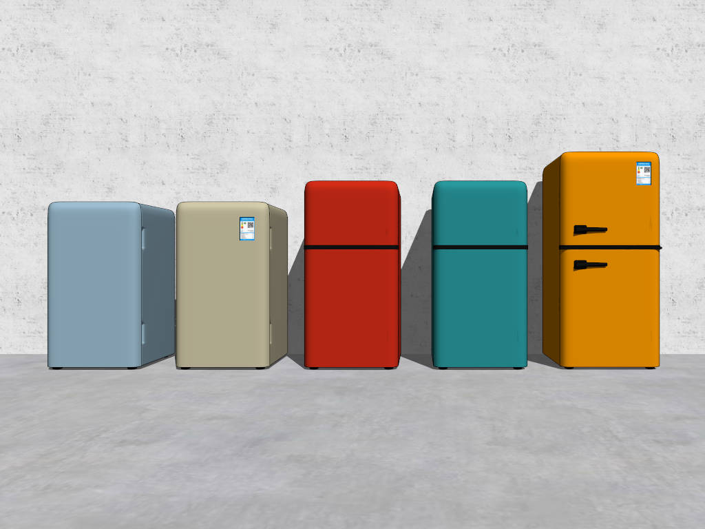 Retro Colorful Fridges sketchup model preview - SketchupBox