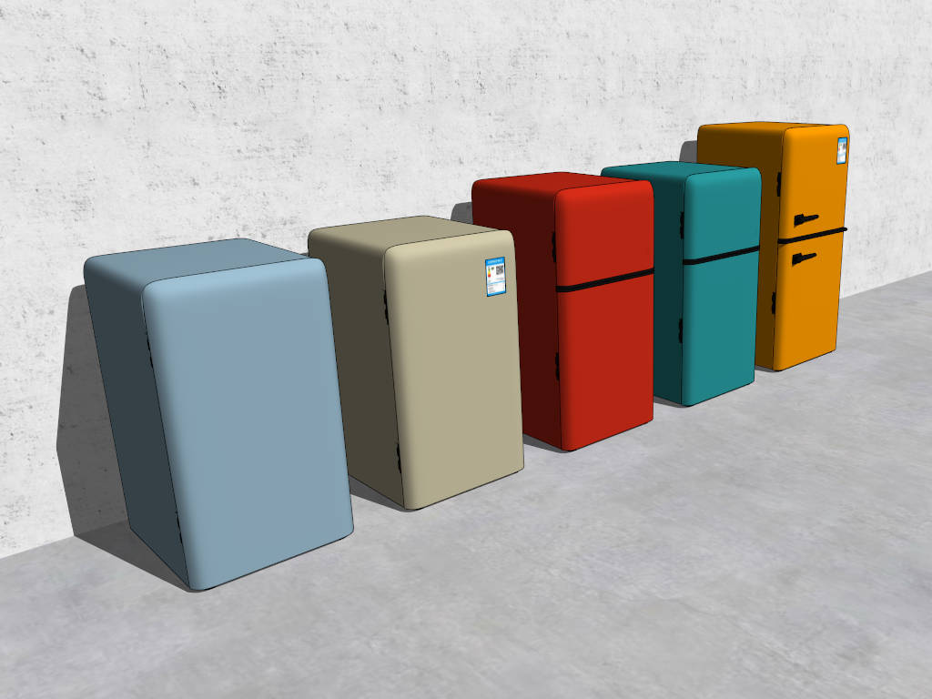 Retro Colorful Fridges sketchup model preview - SketchupBox