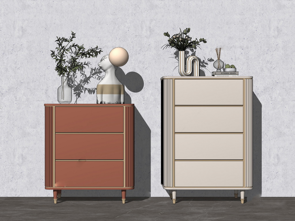 Modern Dresser and Nnightstand sketchup model preview - SketchupBox