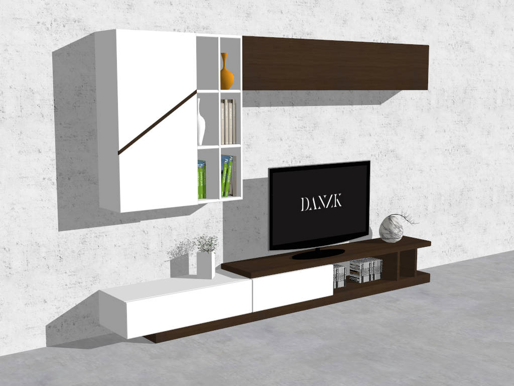 TV Stand Wall Unit Design sketchup model preview - SketchupBox