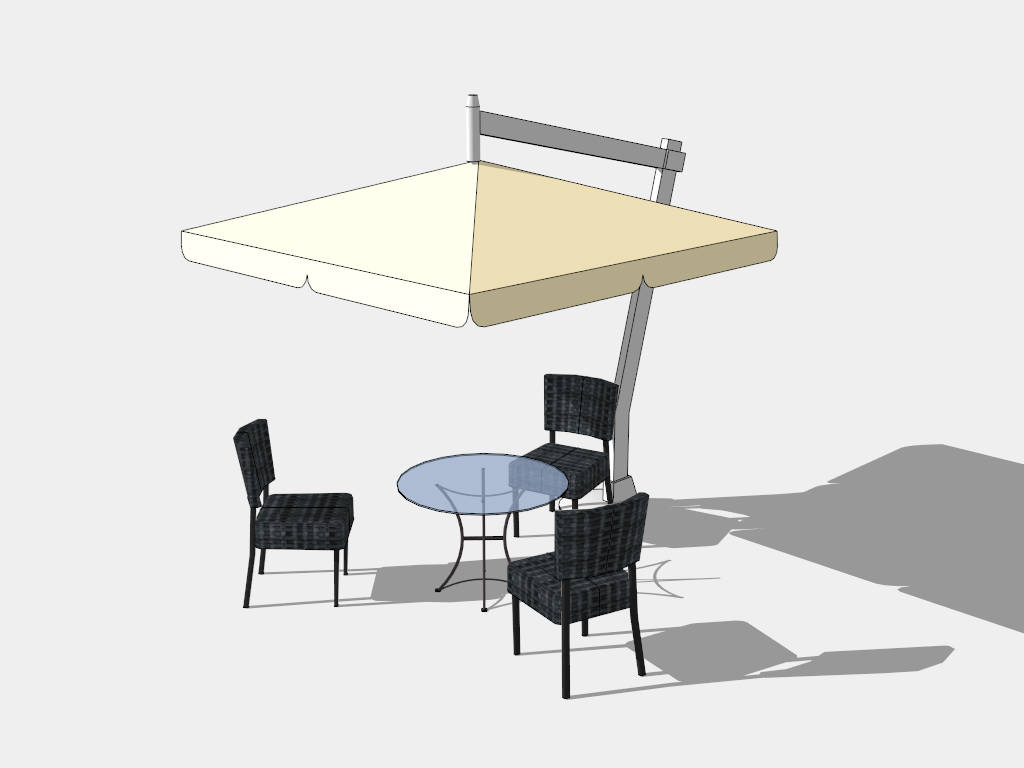 Outdoor Patio Bar Set with Umbrella sketchup model preview - SketchupBox