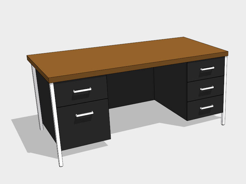 Black Executive Desk sketchup model preview - SketchupBox