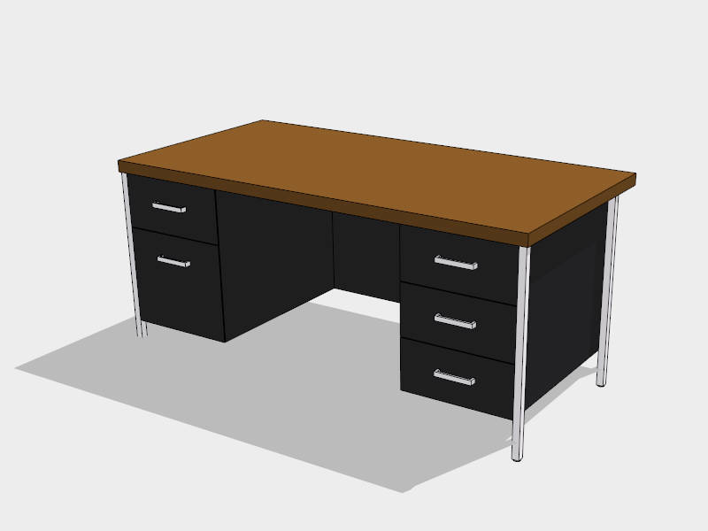 Black Executive Desk sketchup model preview - SketchupBox