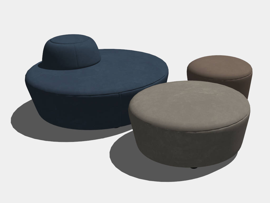 Round Fabric Ottomans sketchup model preview - SketchupBox