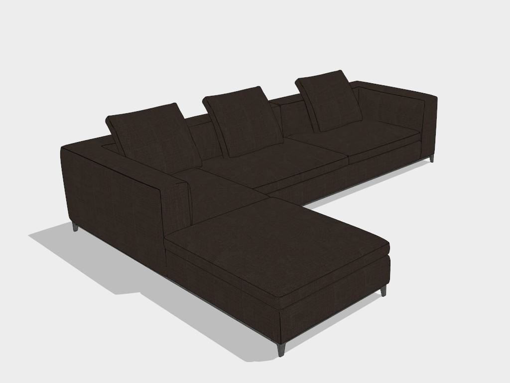 Sectional Sofa with Recliner sketchup model preview - SketchupBox
