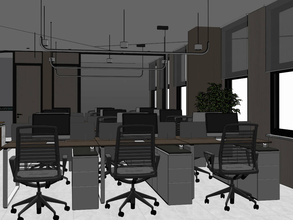 Office Working Space Design Idea sketchup model preview - SketchupBox