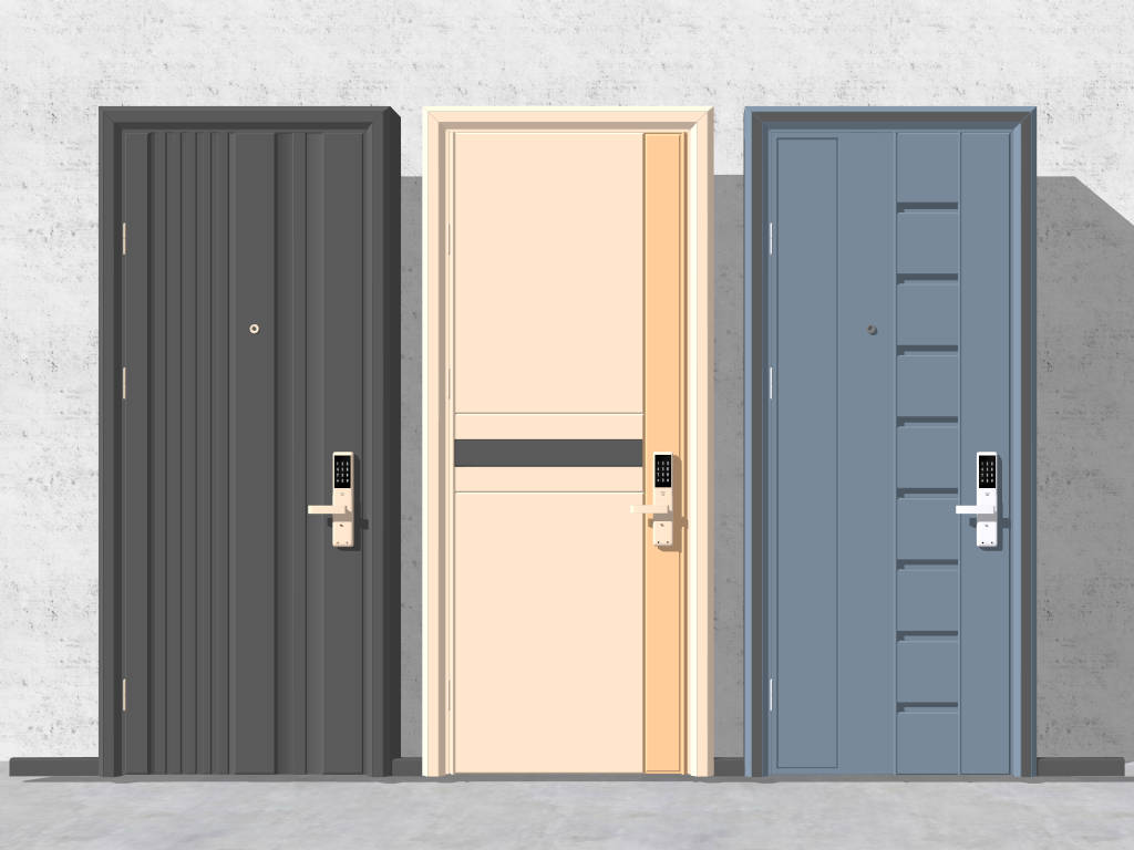 Entrance Door with Smart Lock sketchup model preview - SketchupBox