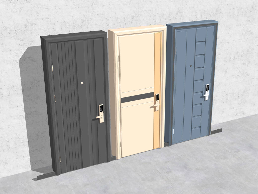 Entrance Door with Smart Lock sketchup model preview - SketchupBox