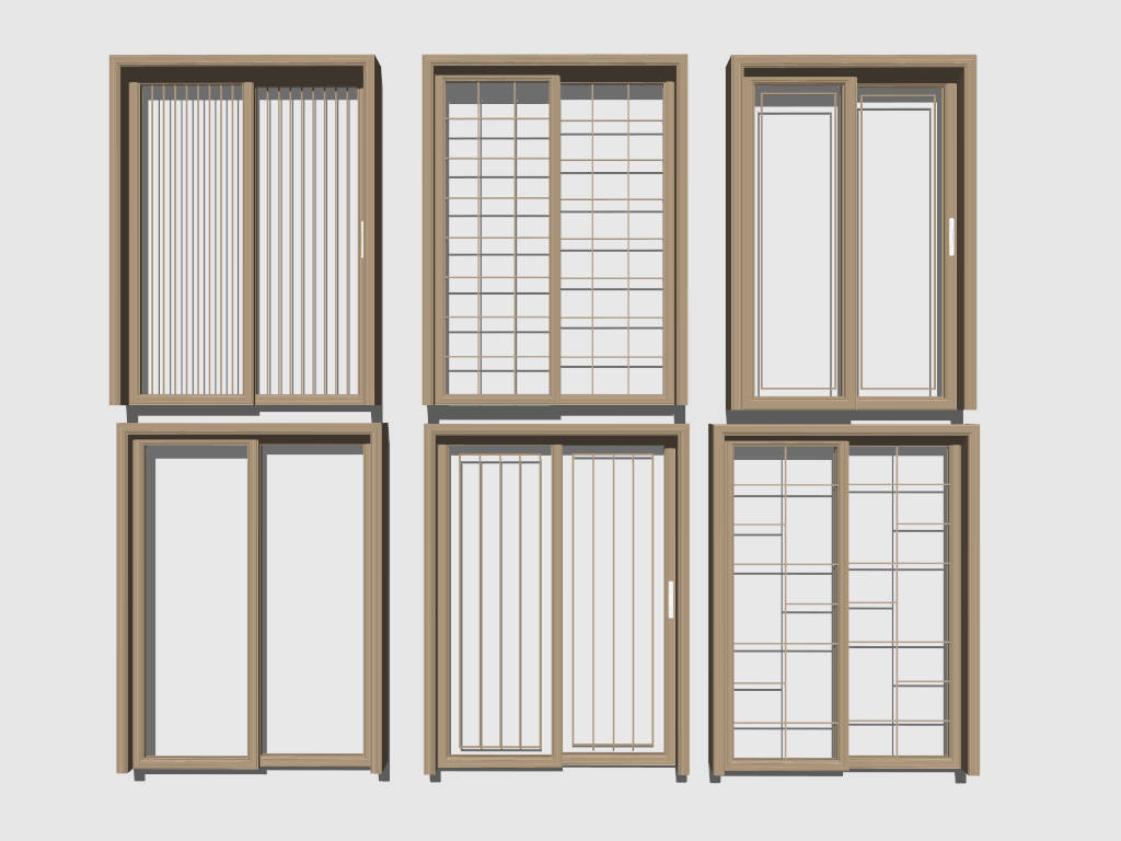 Wood Slide Door Collection sketchup model preview - SketchupBox