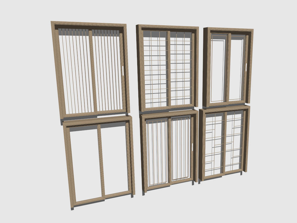 Wood Slide Door Collection sketchup model preview - SketchupBox