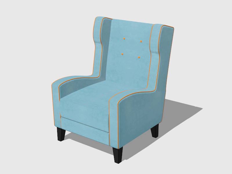 Blue Accent Chair sketchup model preview - SketchupBox
