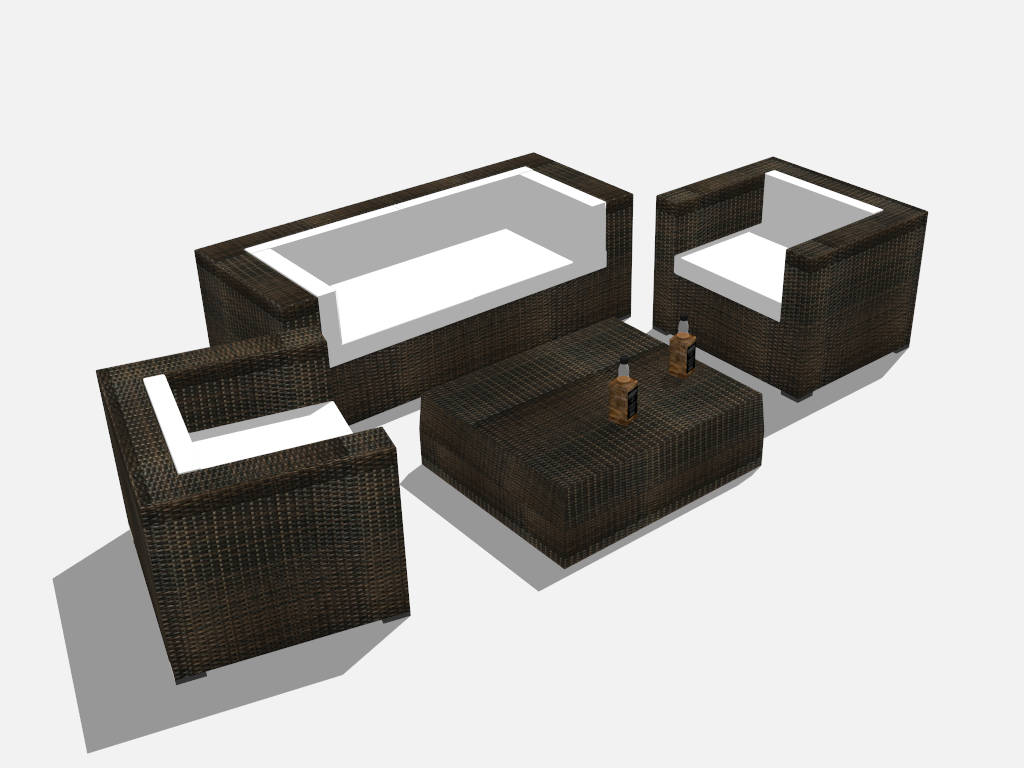 Wicker Patio Conversation Set sketchup model preview - SketchupBox