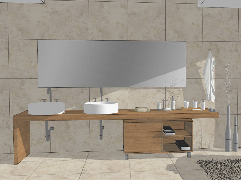 Modern Bathroom with Bathtub and Shower sketchup model preview - SketchupBox