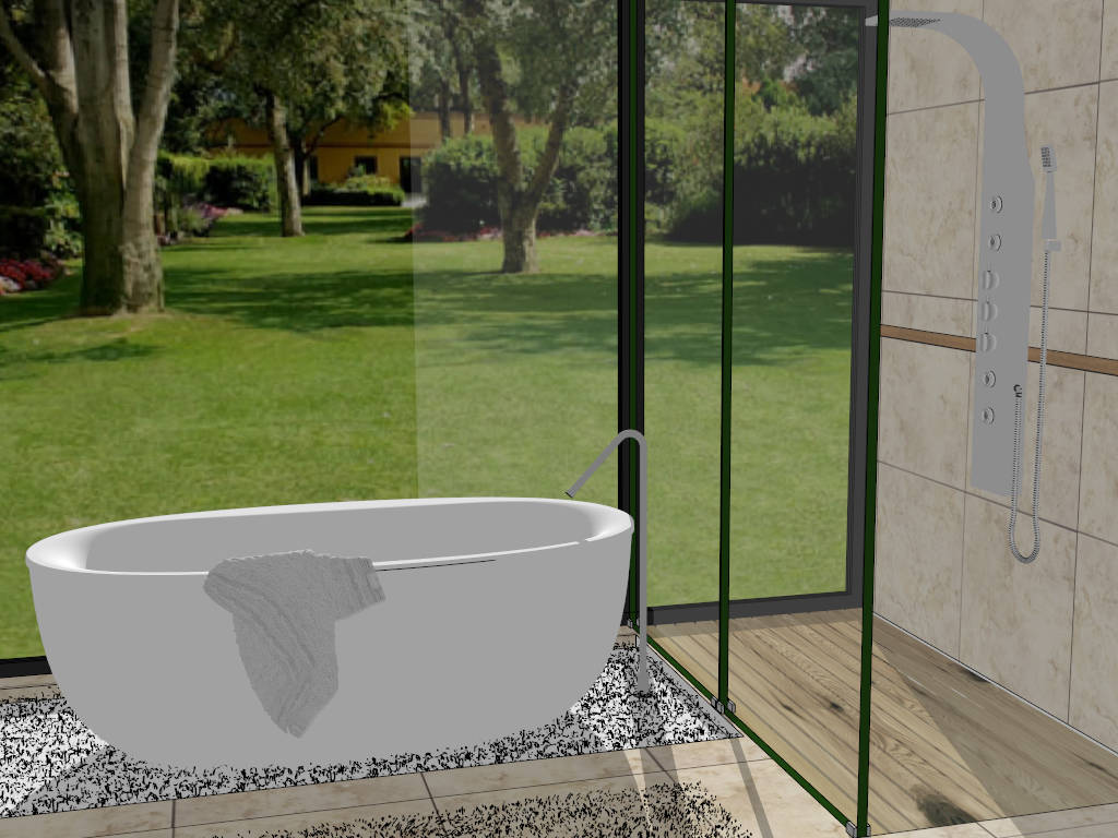 Modern Bathroom with Bathtub and Shower sketchup model preview - SketchupBox