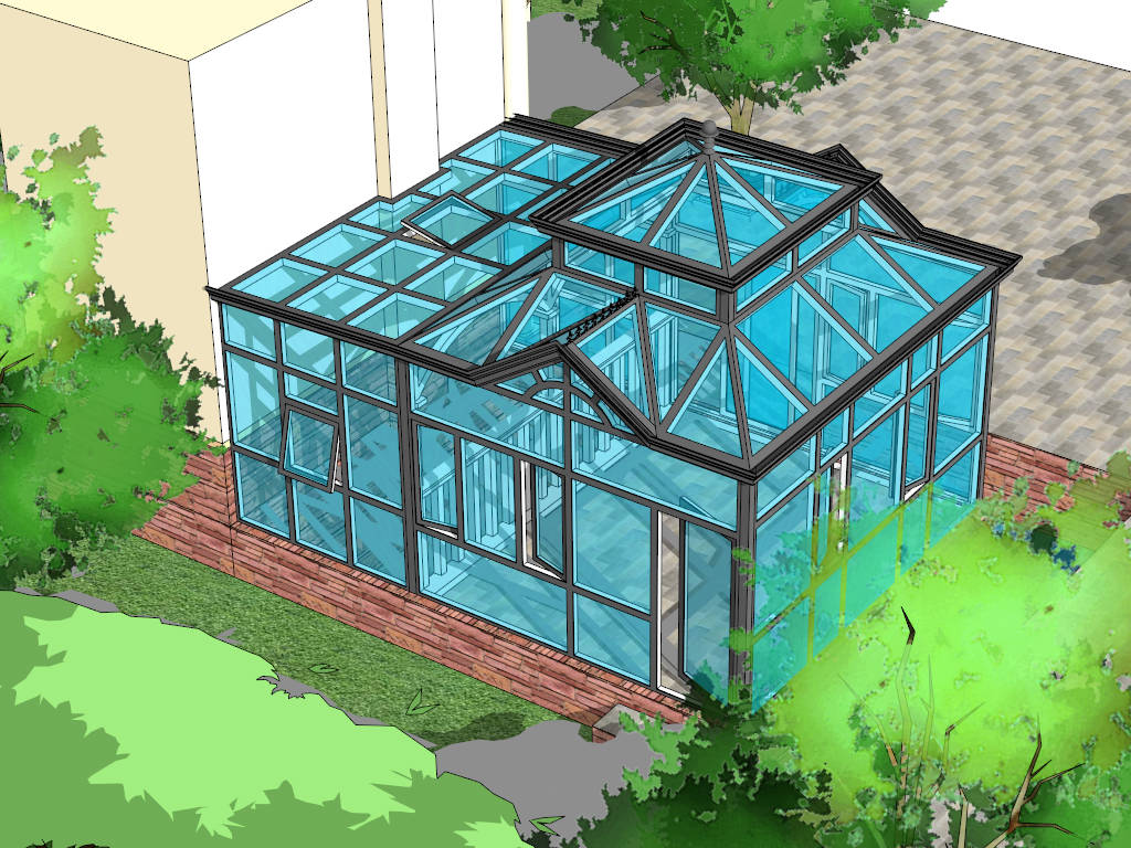 BackYard Glass House sketchup model preview - SketchupBox