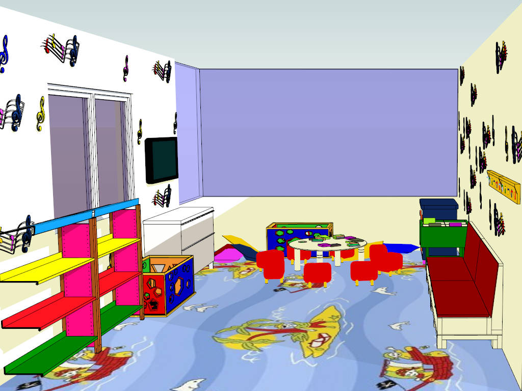 Kids Playroom Interior Decor sketchup model preview - SketchupBox
