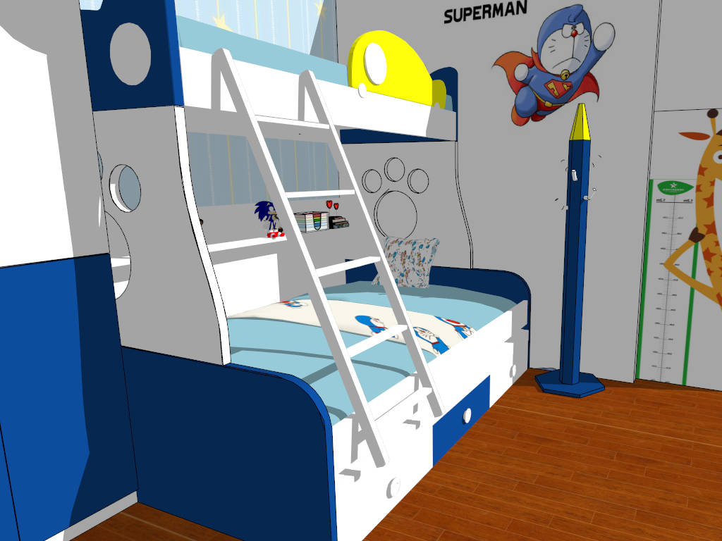 Blue Boys Room Idea sketchup model preview - SketchupBox