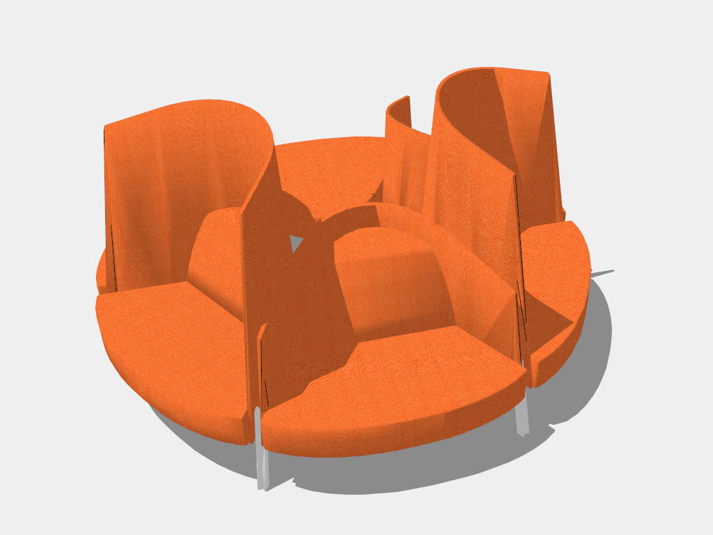 Round Sofa and Chair Set sketchup model preview - SketchupBox