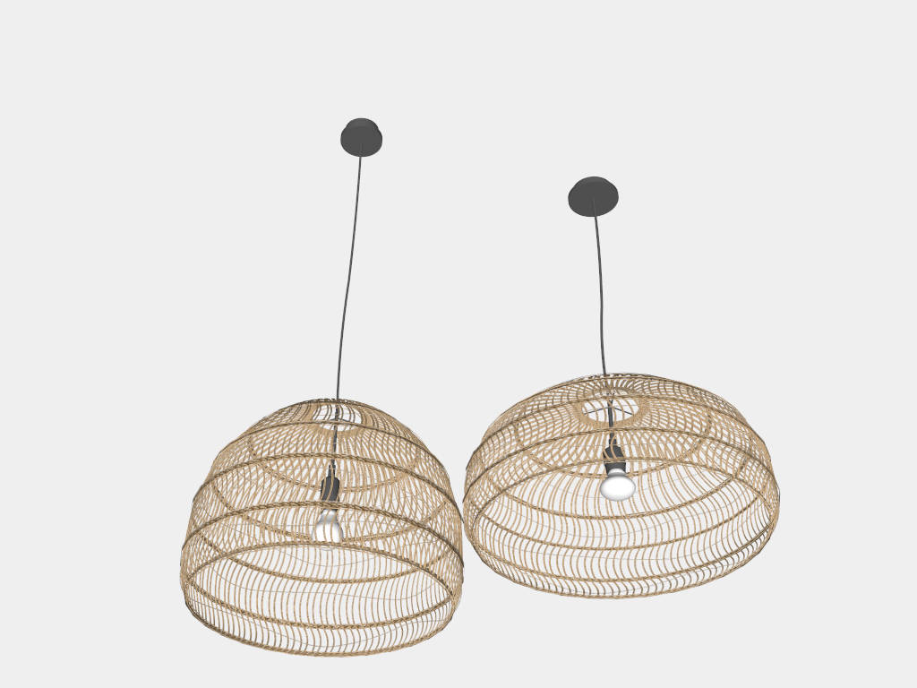 Rattan Dome Pendant Lights sketchup model preview - SketchupBox