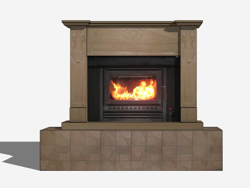 Fireplace with Mantel sketchup model preview - SketchupBox