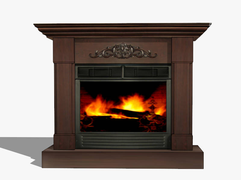 Dark Wood Fireplace Mantel sketchup model preview - SketchupBox