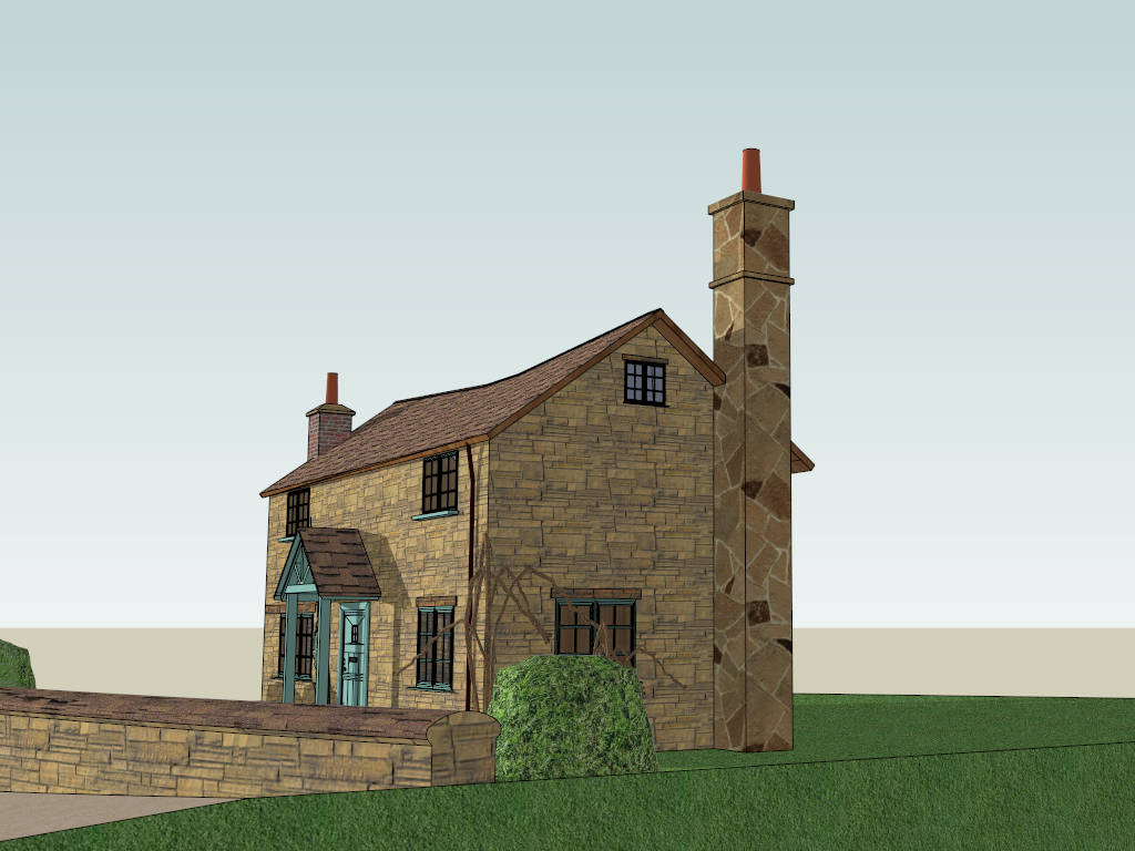 Beautiful Stone Farmhouse sketchup model preview - SketchupBox