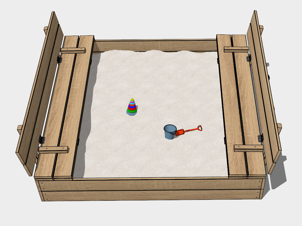 Wood Sandbox with Benches sketchup model preview - SketchupBox