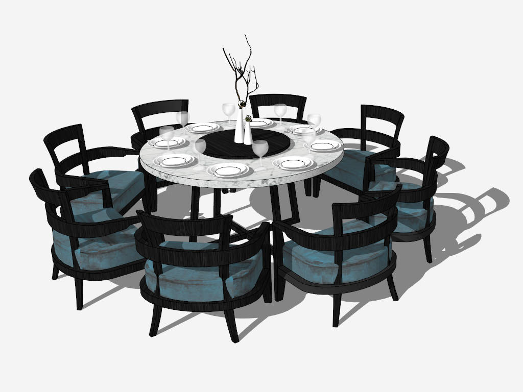 Round Banquet Table for 8 sketchup model preview - SketchupBox
