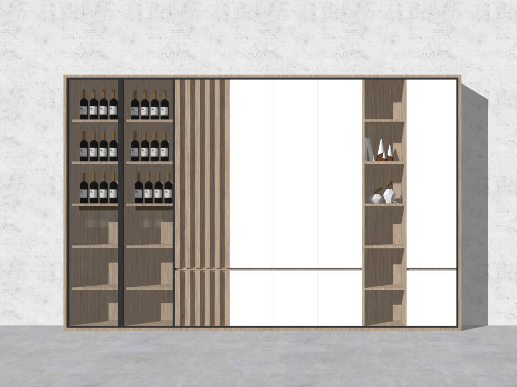 Tall Sideboard with Wine Storage sketchup model preview - SketchupBox