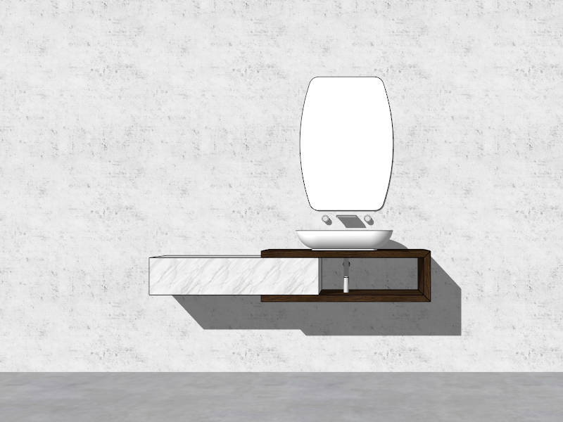 Modern Floating Single Bathroom Vanity sketchup model preview - SketchupBox