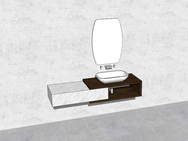 Modern Floating Single Bathroom Vanity sketchup model preview - SketchupBox