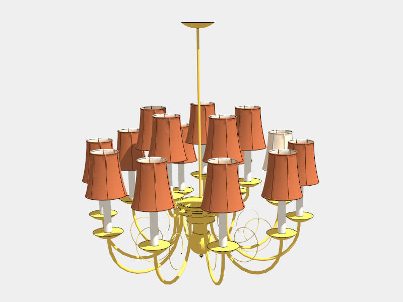 Chandelier with Orange Lampshades sketchup model preview - SketchupBox