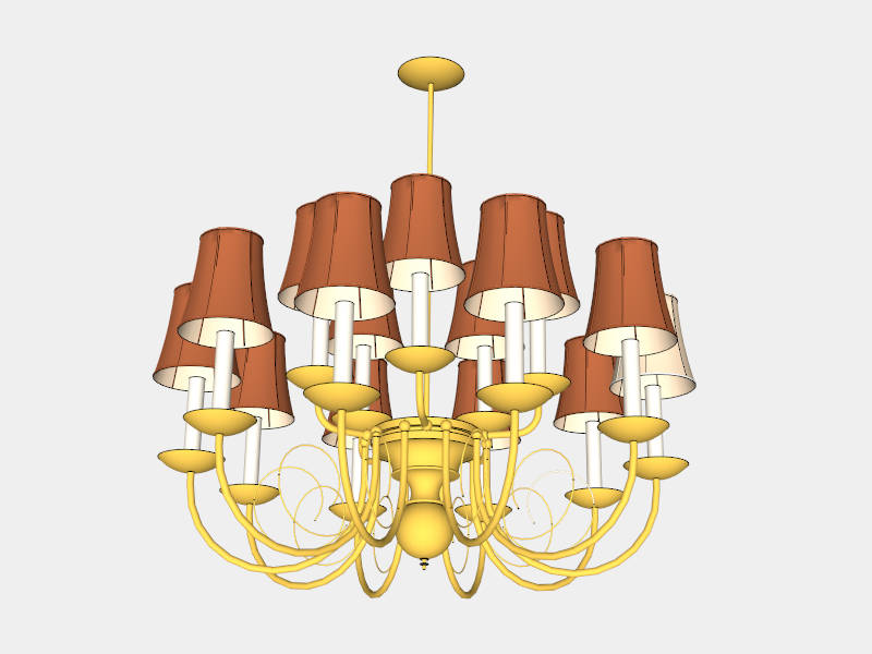 Chandelier with Orange Lampshades sketchup model preview - SketchupBox
