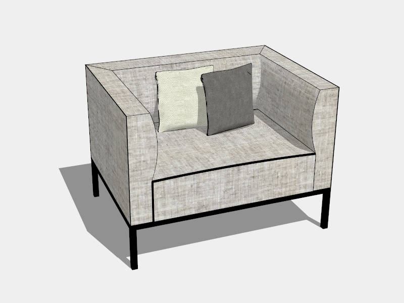 Grey Fabric Cube Chair sketchup model preview - SketchupBox