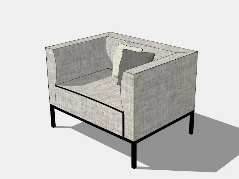 Grey Fabric Cube Chair sketchup model preview - SketchupBox