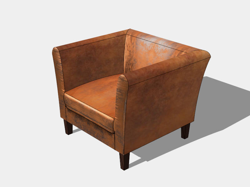 Vintage Leather Club Chair sketchup model preview - SketchupBox