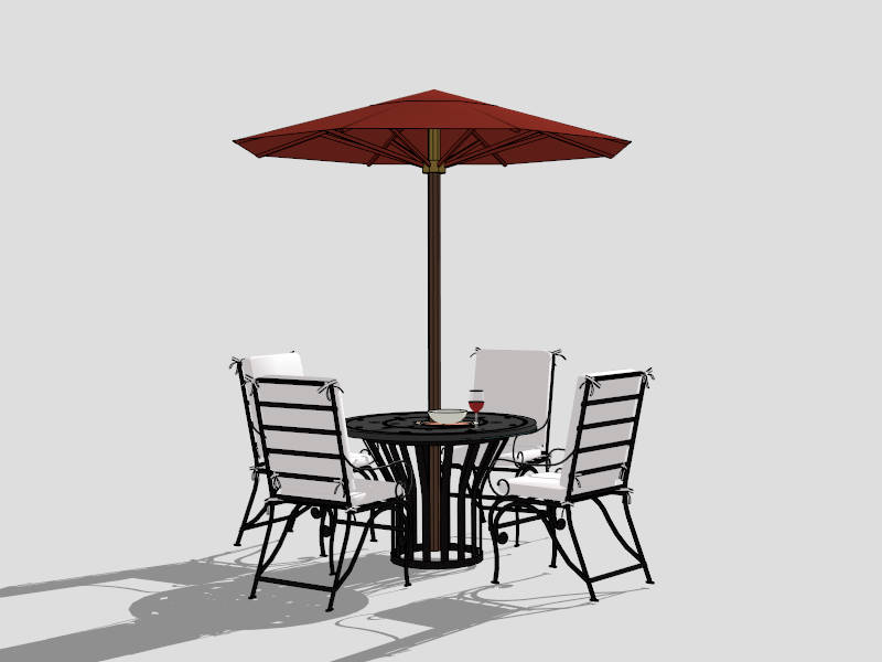 Outdoor Dining 6 Piece Set with Umbrella sketchup model preview - SketchupBox