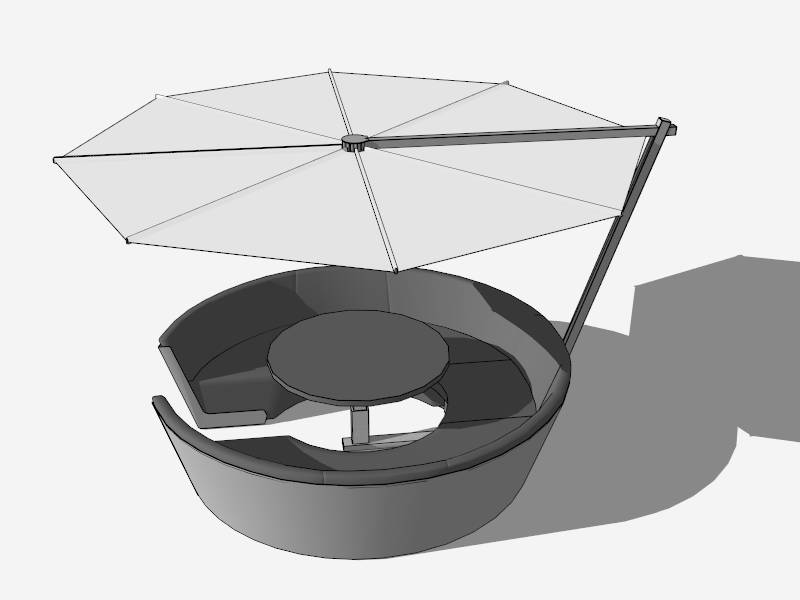 Round Outdoor Sofa with Umbrella sketchup model preview - SketchupBox
