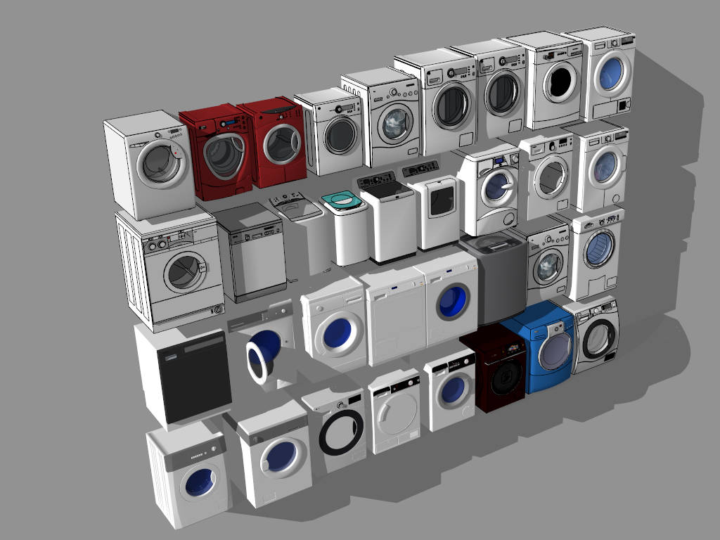 Washer and Dryer Machine Collection sketchup model preview - SketchupBox