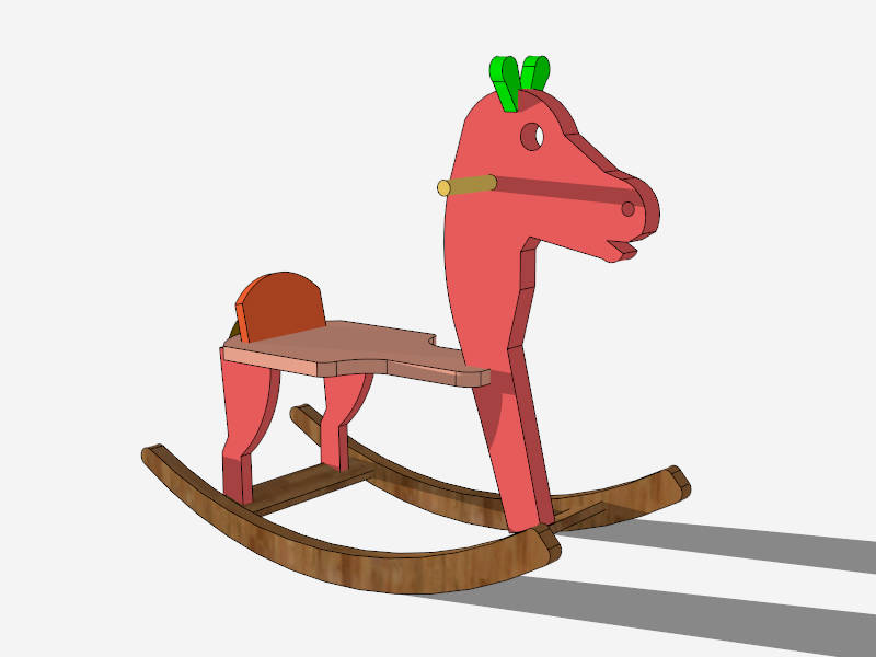 Wooden Rocking Horse sketchup model preview - SketchupBox