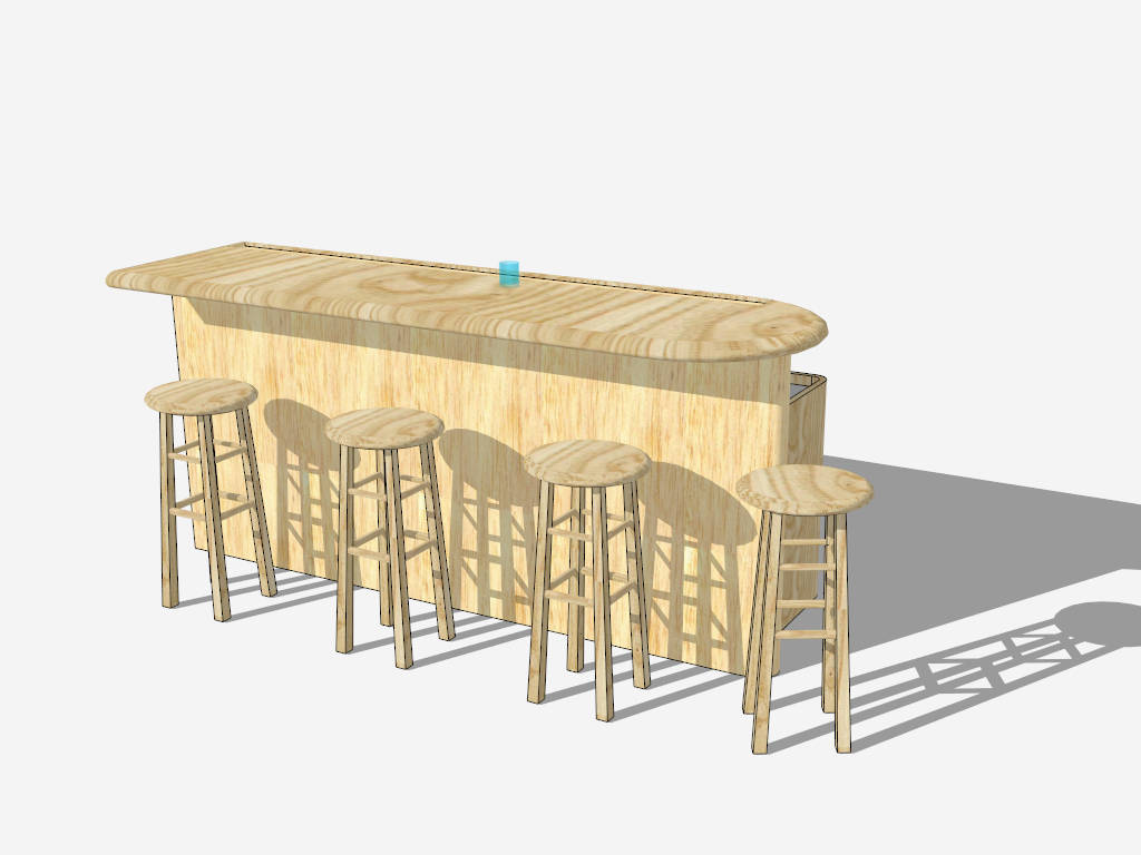 Kitchen Island Bar with Seating sketchup model preview - SketchupBox