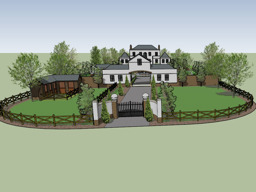 English Country Manor House sketchup model preview - SketchupBox