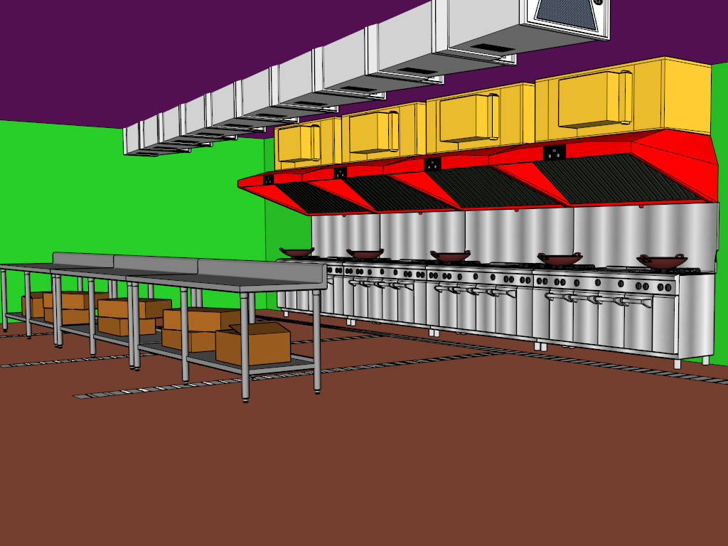 Restaurant Kitchen Design sketchup model preview - SketchupBox